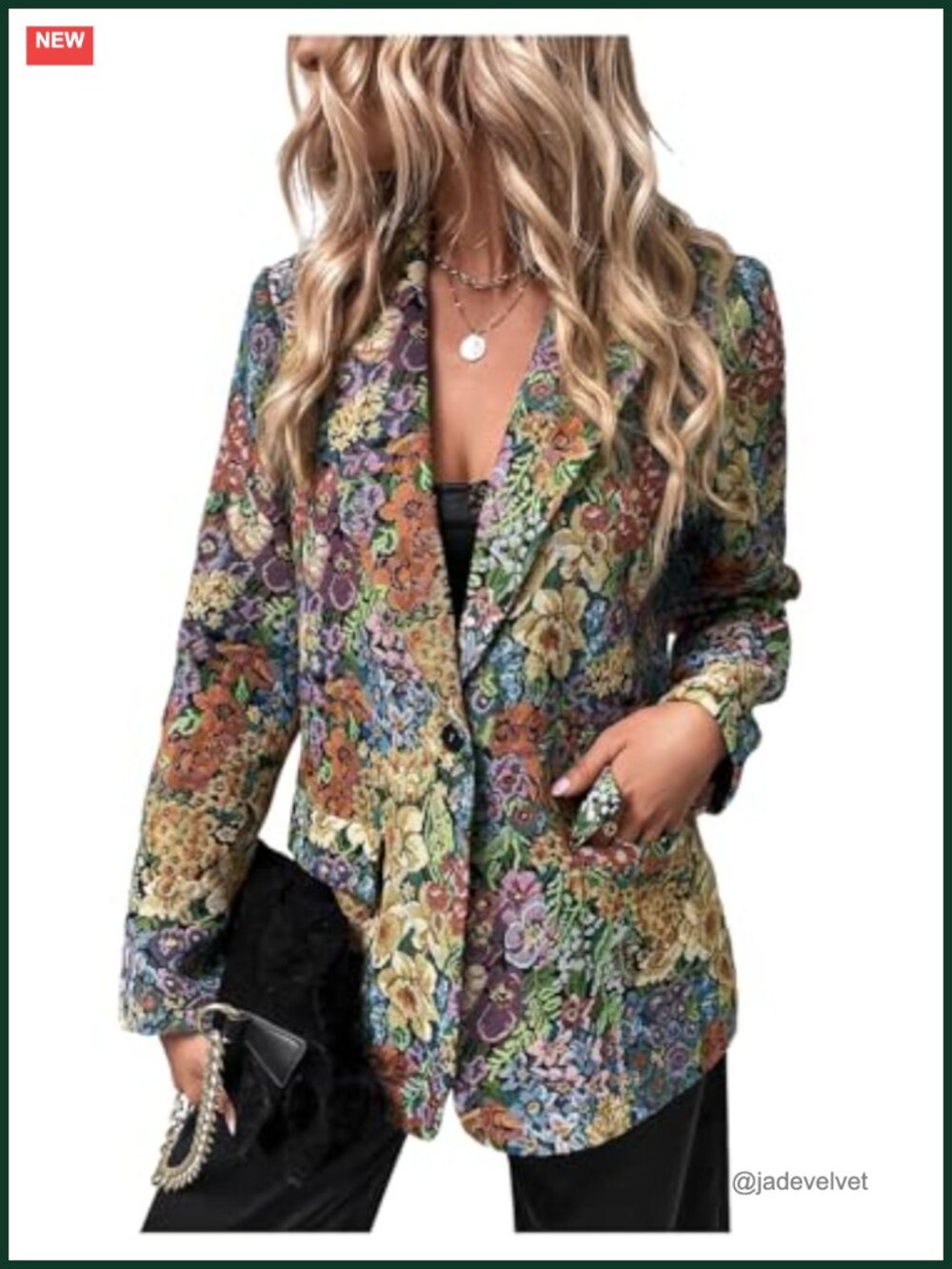 Long Sleeve Graphic Print Blazer Work Suit Jacket Notch Collar